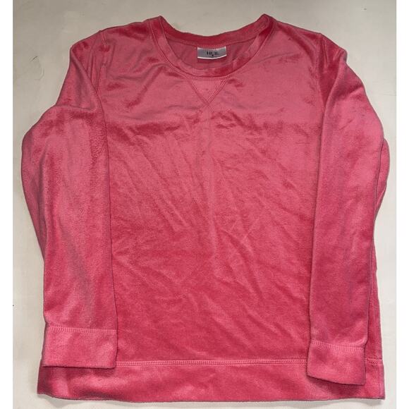 HUE Womens Bright Pink Velour Long Sleeve Size Medium - Picture 1 of 6